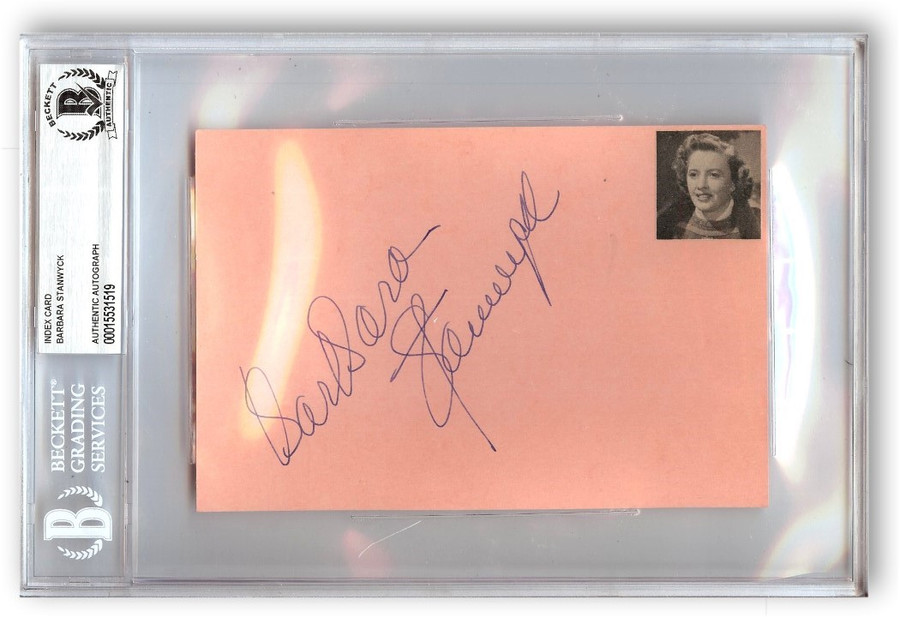 Barbara Stanwyck Signed Autographed Index Card Legendary Actress BAS 1519