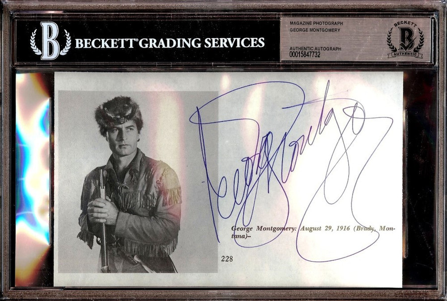 George Montgomery Signed Autographed Magazine Photo Western Star BAS Slabbed
