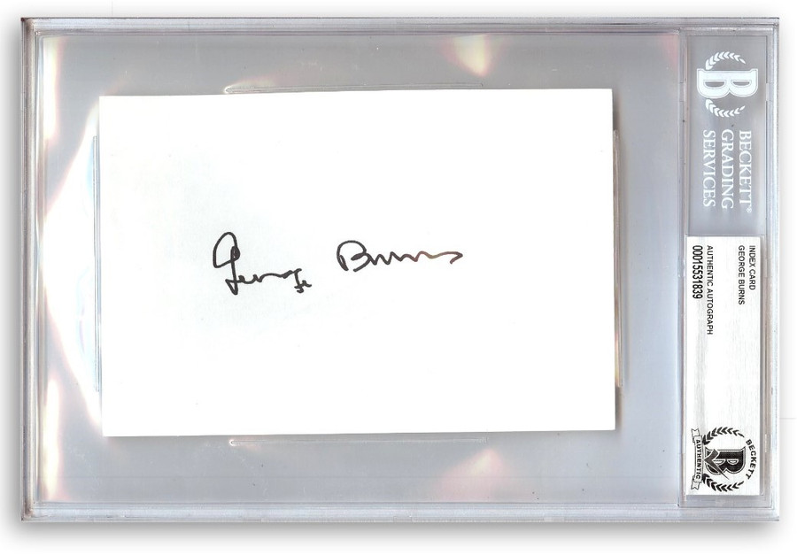 George Burns Signed Autographed Index Card Hollywood Legend Actor BAS 1839