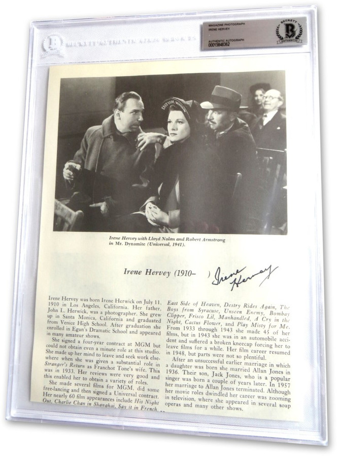 Irene Hervey Signed Autographed Magazine Photo Mr. Dynamite Actress BAS 8362