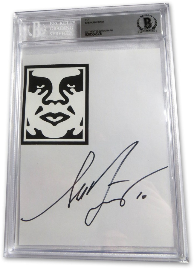 Shepard Fairey Signed Autographed Cut Signature Contemporary Artist BAS 8306