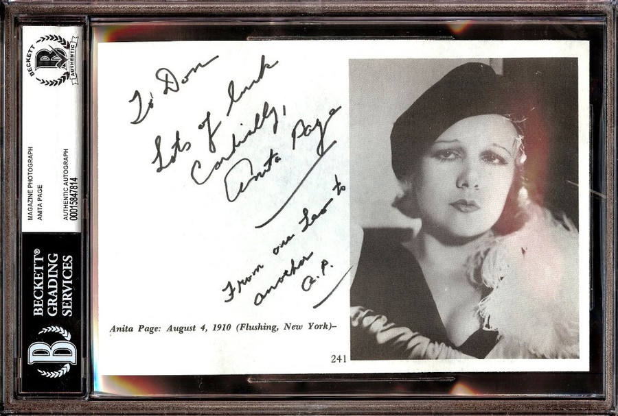 Anita Page Signed Autographed Magazine Photo Silent Film Star BAS Slabbed