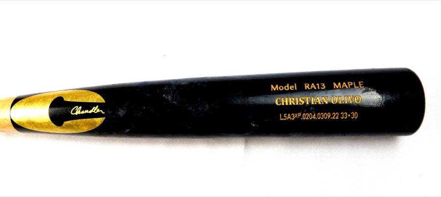 Christian Olivo Unsigned Game Used Bat Chandler Chicago Cubs Cracked