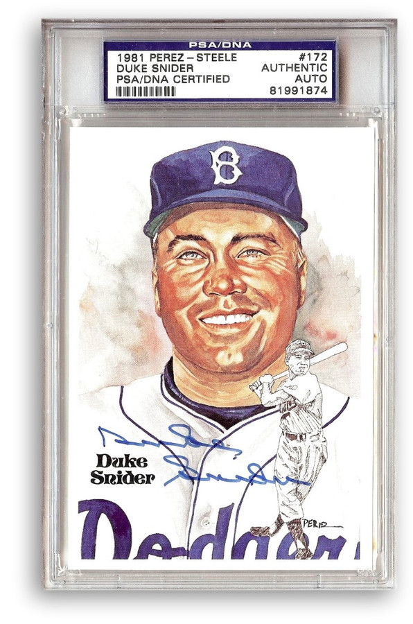 Duke Snider Signed Autographed 1981 Perex-Steele Postcard Dodgers PSA 874
