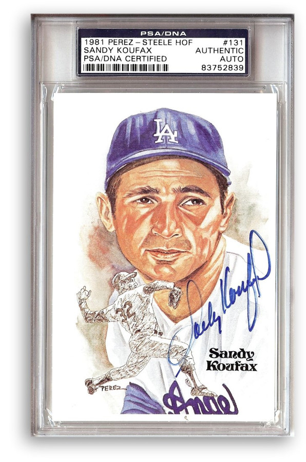 Sandy Koufax Signed Autographed 1981 Perex-Steele Postcard Dodgers PSA 839