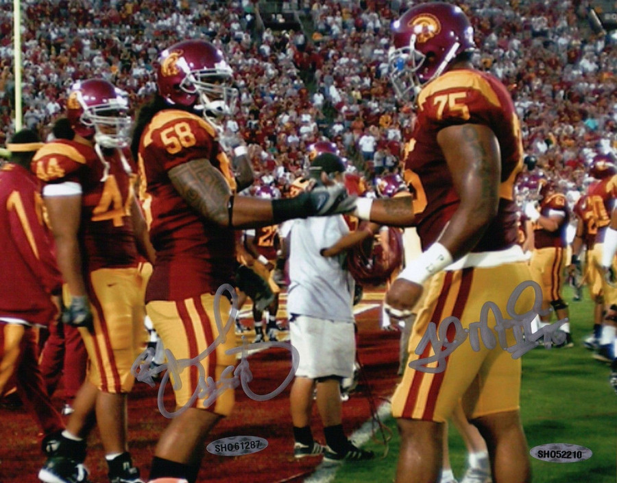 Rey Maualuga Fili Moala Dual Signed 8X10 Photo Autograph USC  UD Upper Deck COA