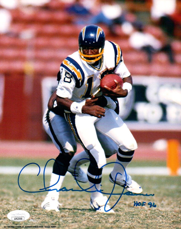 Charlie Joiner Signed Autographed 8X10 Photo Chargers Running "HOF 96" JSA