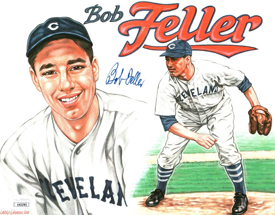 Bob Feller Signed Autographed 8X10 Photo Cleveland Indians Art Collage JSA