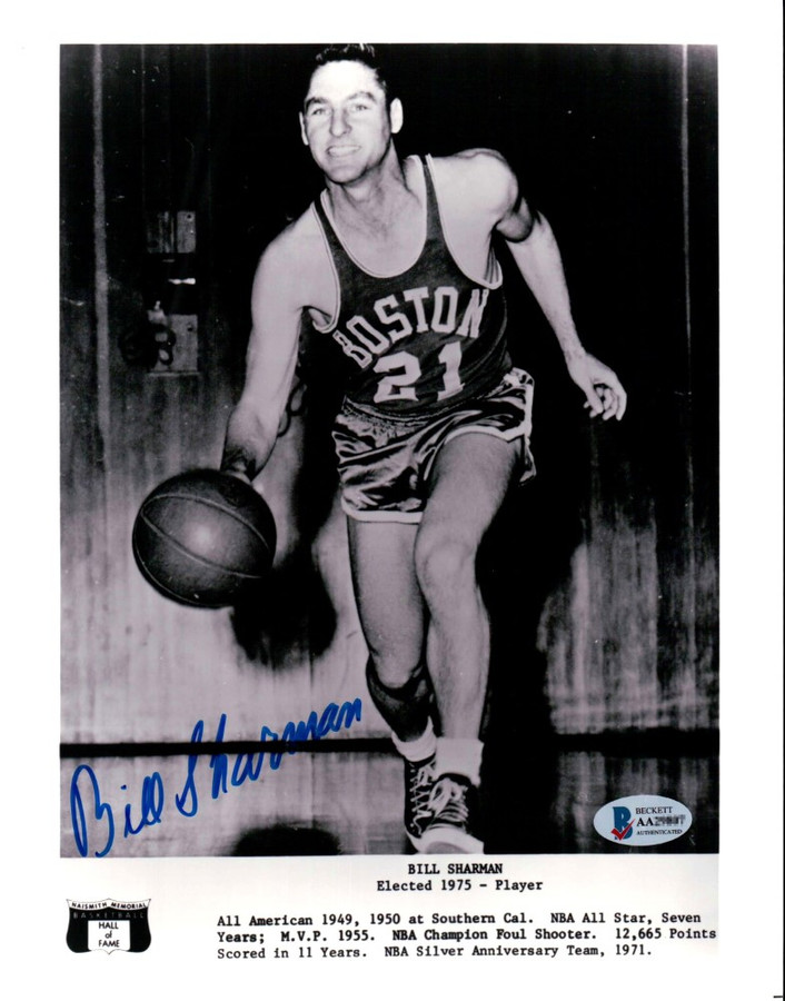 Bill Sharman Signed Autographed 8X10 Photo Boston Celtics B/W HOF BAS