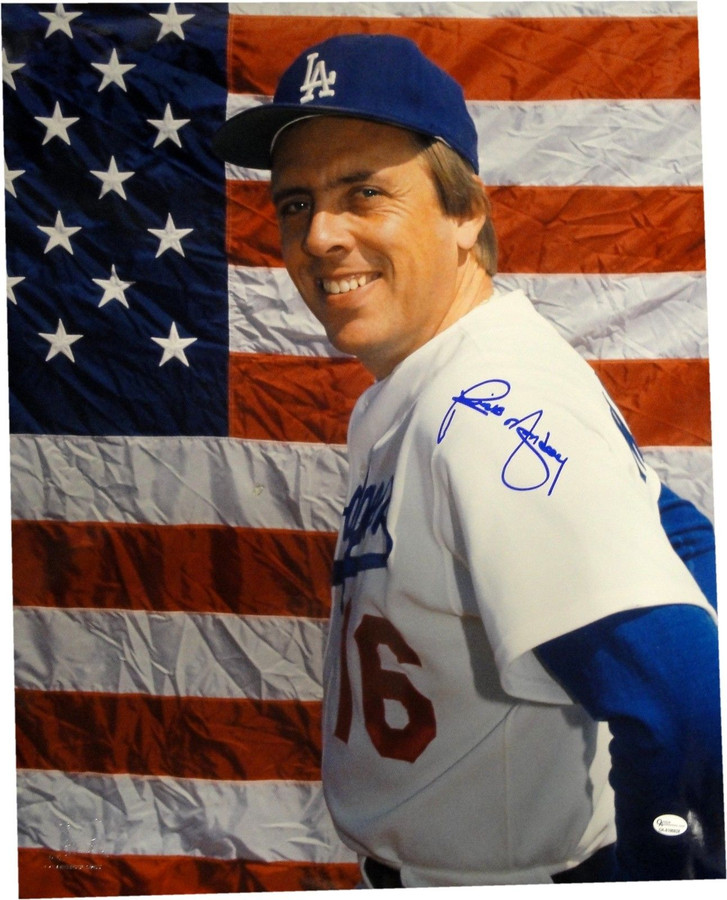 Rick Monday Hand Signed Autographed 16x20 Photo American Flag Background COA
