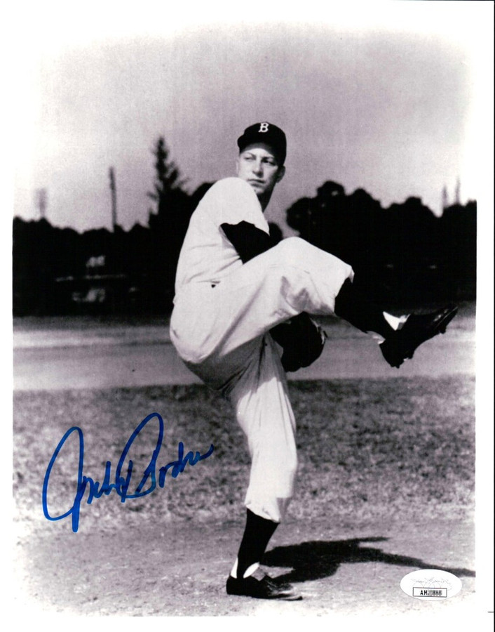 Johnny Podres Signed Autographed 8X10 Photo Brooklyn Dodgers B/W Pitching JSA