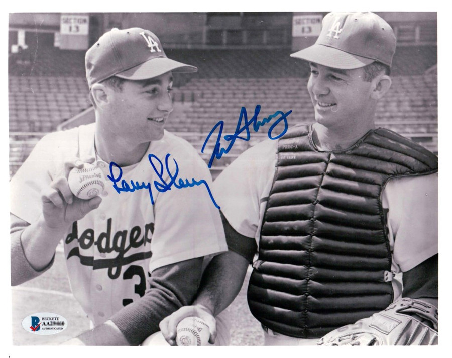 Larry & Norm Sherry Dual Signed Autographed 8X10 Photo Los Angeles Dodgers BAS
