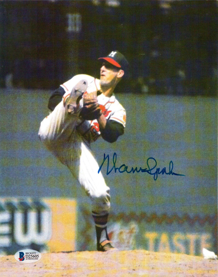 Warren Spahn Signed Autographed 8X10 Photo Milwaukee Braves Pitching BAS D24605