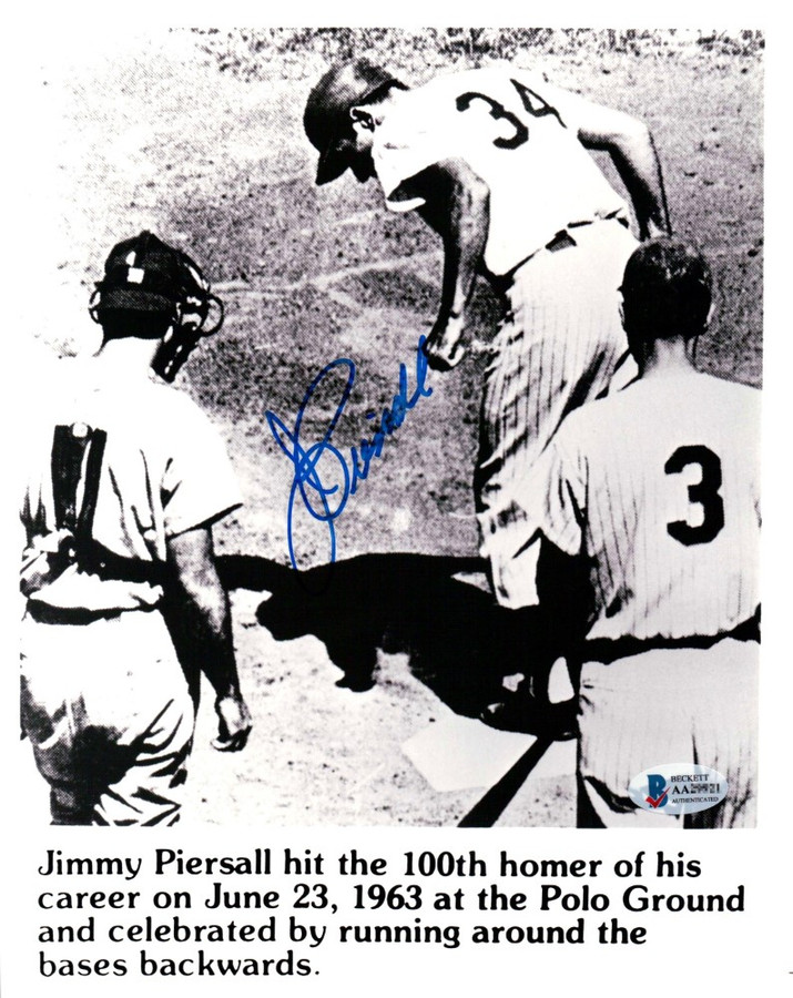 Jimmy Piersall Signed Autographed 8X10 Photo NY Mets 100th HR Backwards BAS