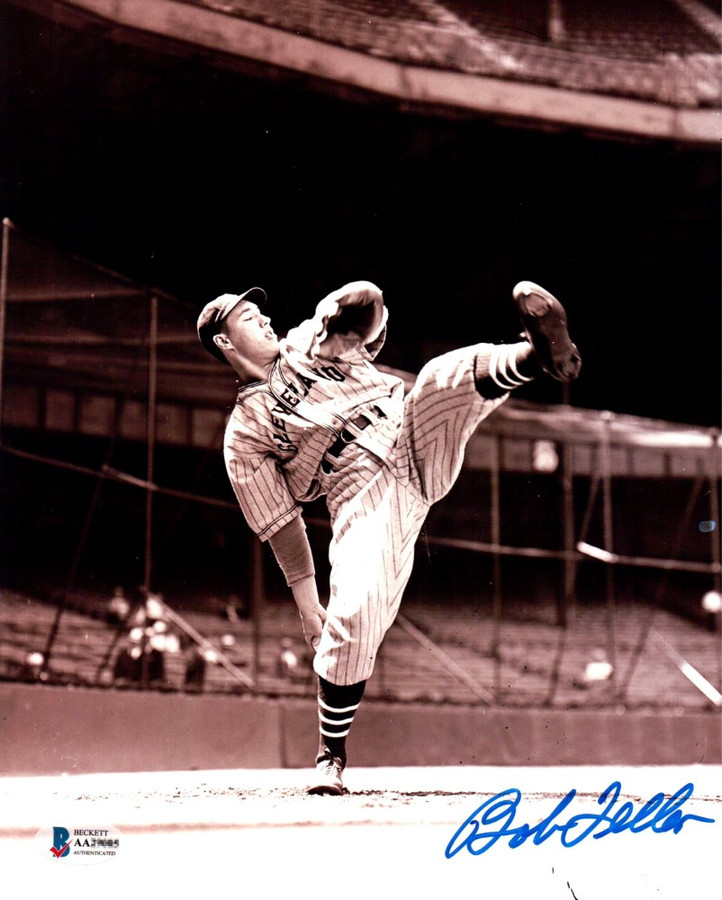 Bob Feller Signed Autographed 8X10 Photo Cleveland Indians Pitch Right BAS