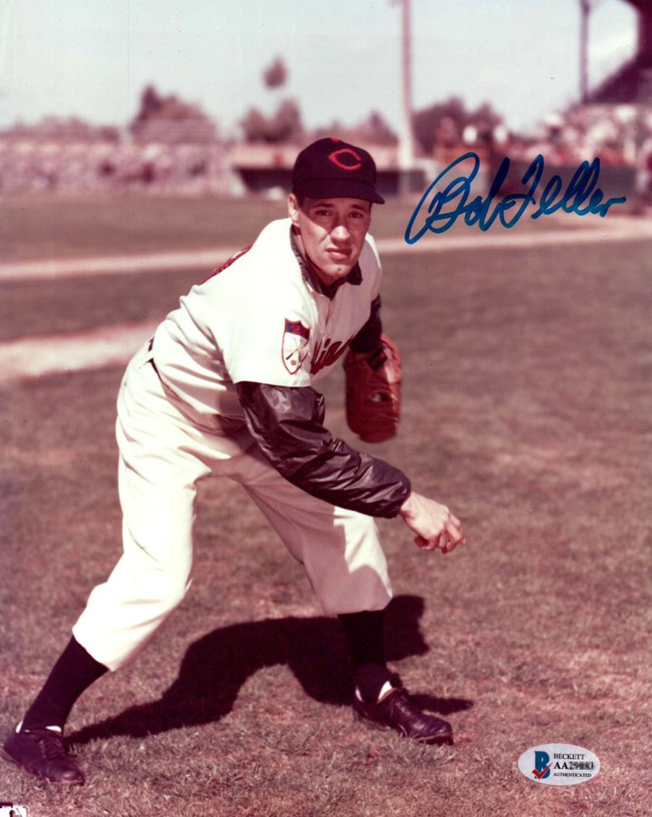 Bob Feller Signed Autographed 8X10 Photo Cleveland Indians Vintage Right BAS