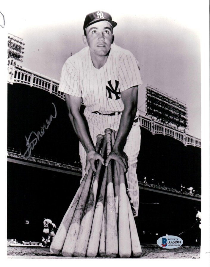 Irv Noren Signed Autographed 8X10 Photo Yankees Vintage B/W w/Bats BAS AA30994