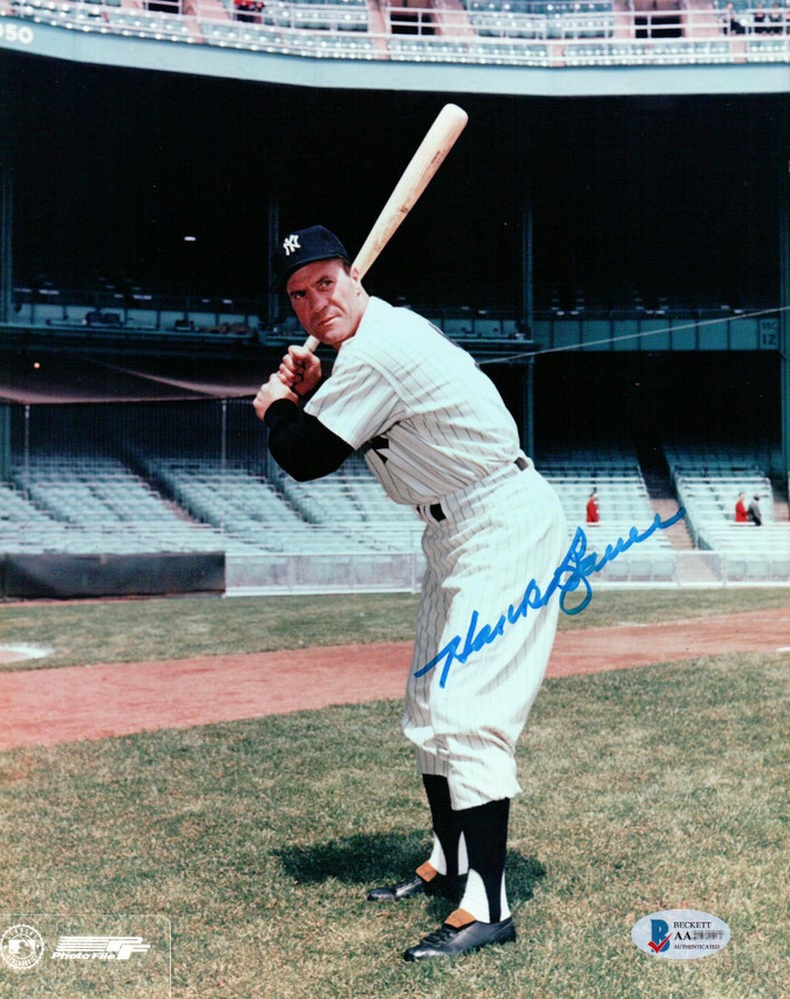 Hank Bauer Signed Autographed 8X10 Photo New York Yankees Pose w/Bat BAS