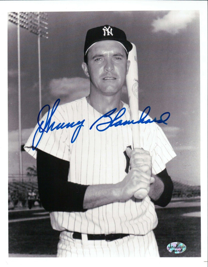 Johnny Blanchard Signed 8X10 Photo Autograph Blue Ink Thick w/Bat Yankees w/COA