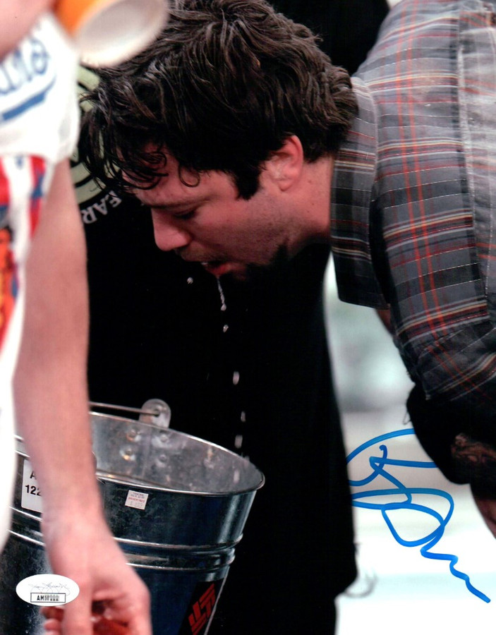 Bam Margera Signed Autographed 8X10 Photo Jackass Puking in Bucket JSA