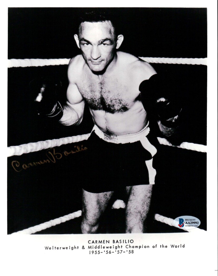 Carmen Basilio Signed Autographed 8X10 Photo Boxing Legend Gold Ink BAS AA29992
