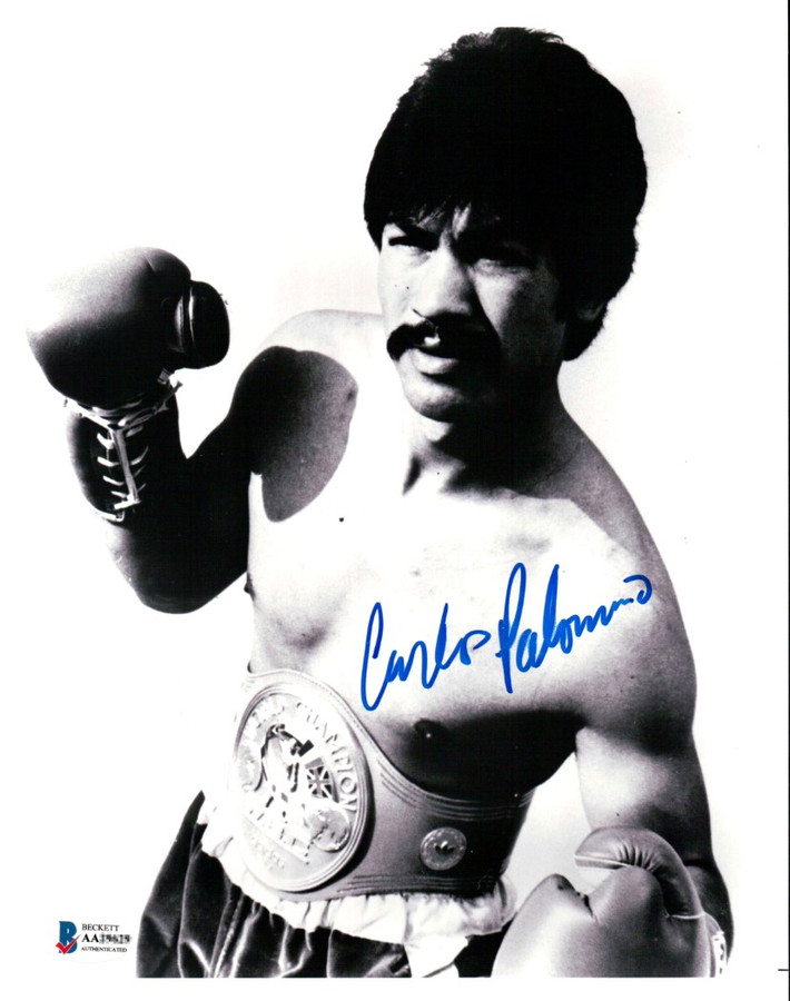 Carlos Palomino Signed Autographed 8X10 Photo Boxing Belt Pose Right Sig BAS