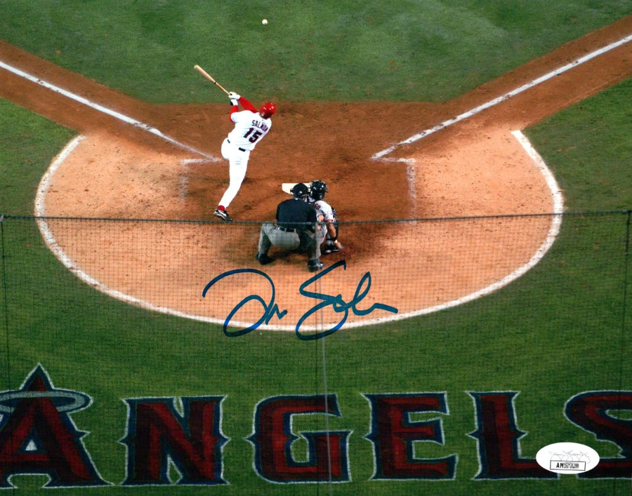 Tim Salmon Signed Autographed 8X10 Photo Anaheim Angels Aerial Batting Shot JSA