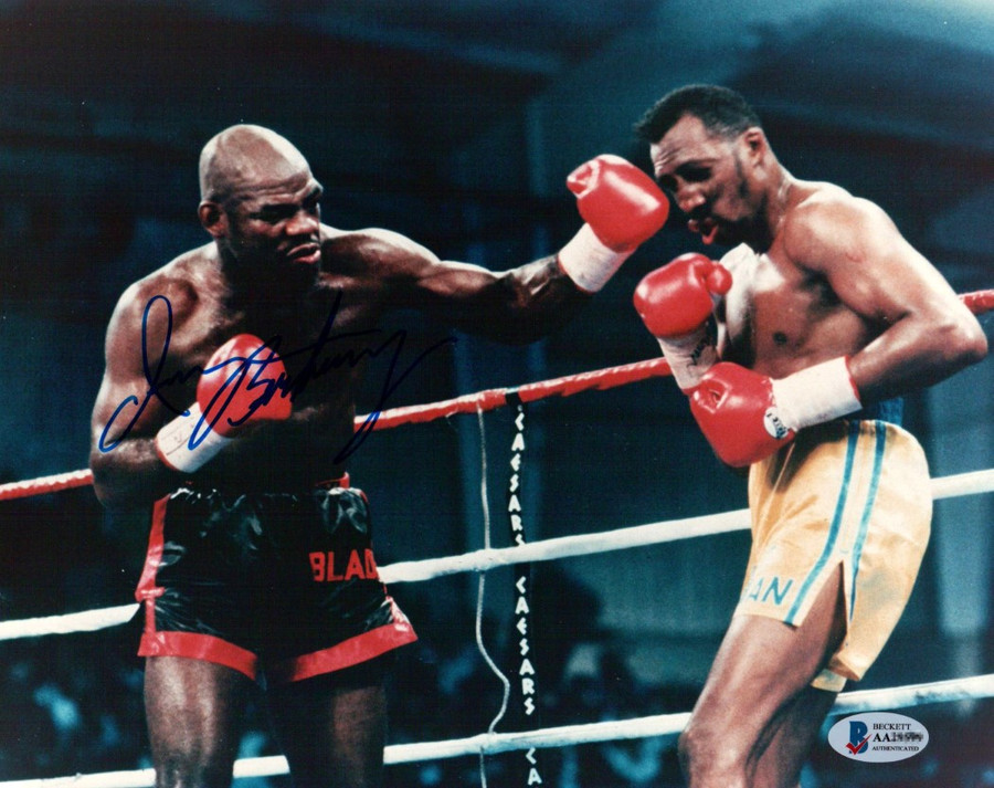 Iran Barkley Signed Autograph 8X10 Photo Boxing Legend Caesars Landing Punch BAS