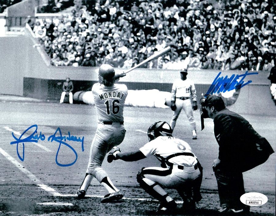 Rick Monday Manny Mota Dual Signed Autographed 8X10 Photo Dodgers B/W JSA