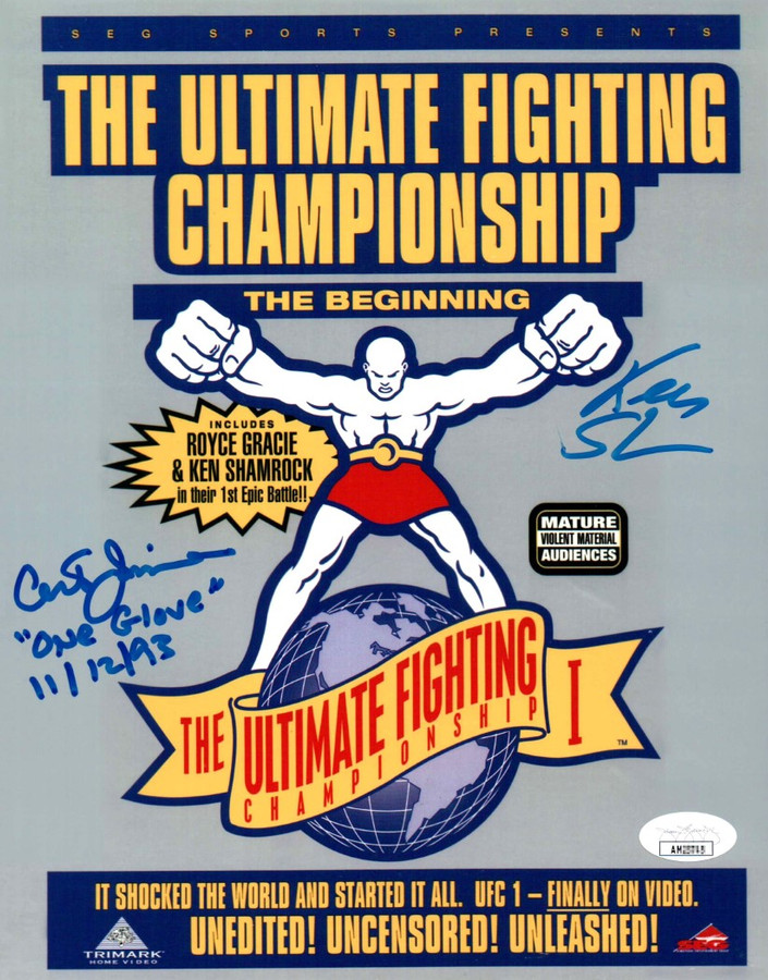 Art Jimmerson Ken Shamrock Dual Signed Autographed 8X10 Photo UFC 1 11/12/93 JSA