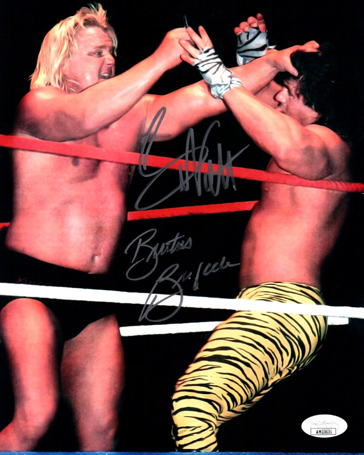 Greg Valentine Brutus Beefcake Signed Autographed 8X10 Photo WWF Legends JSA