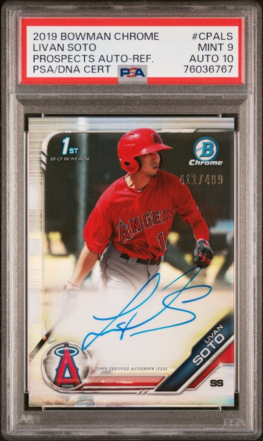 Livan Soto 2019 Bowman Chrome Refractor Auto Los Angeles Angels #CPALS 411/499