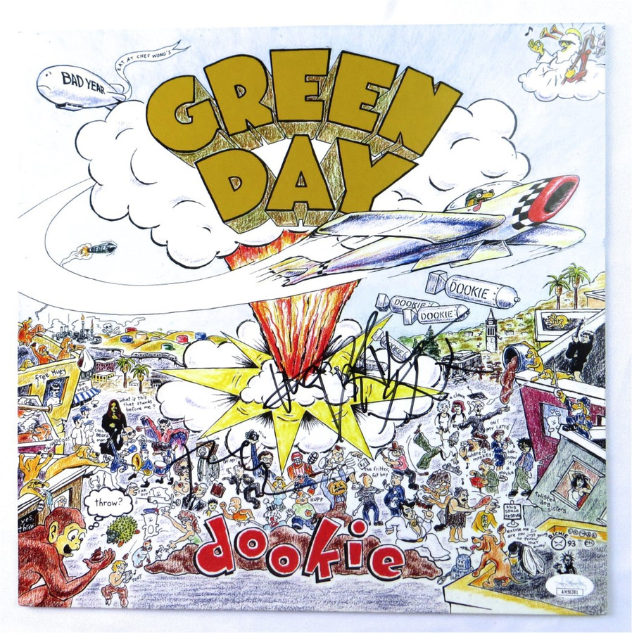 Tre Cool Mike Dirnt Signed Autographed Record Album Cover Green Day JSA AM56381