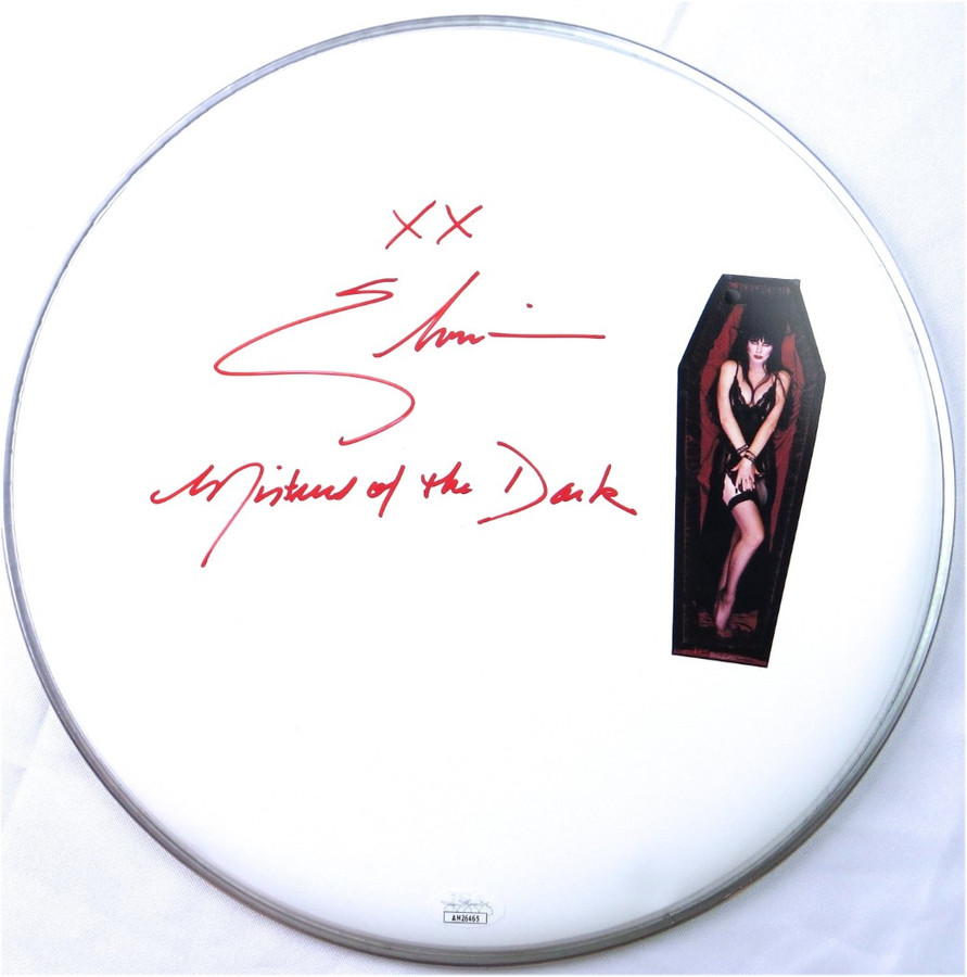 Elvira Signed Autograph 12" Drumhead Mistress of the Dark Inscribed JSA AM26465