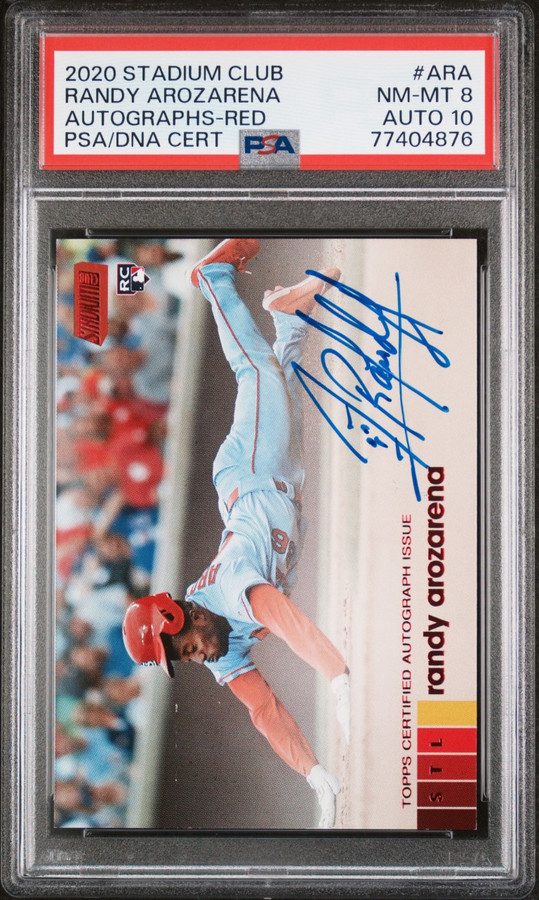 Randy Arozarena 2020 Stadium Club Red Foil Autograph PSA 8 / 10 RC #ARA 45/50