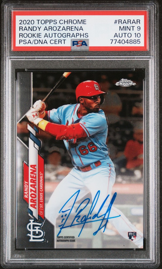 Randy Arozarena 2020 Topps Chrome Rookie Autograph Cardinals PSA 9 / 10  RARAR 4