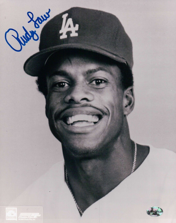 Rudy Law Signed 8X10 Photo Autograph LA Dodgers B/W Head Shot High Auto w/COA