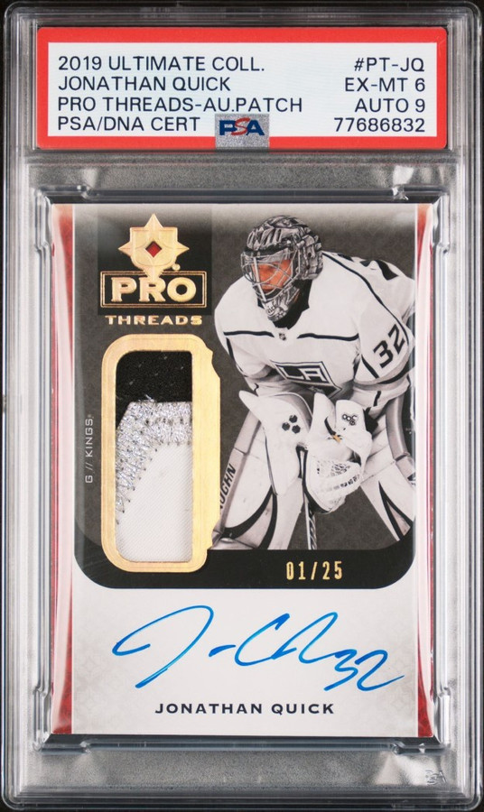 Jonathan Quick 2019 Ultimate Collection Pro Thread Patch Auto PSA 6/9 #PTJQ 1/25