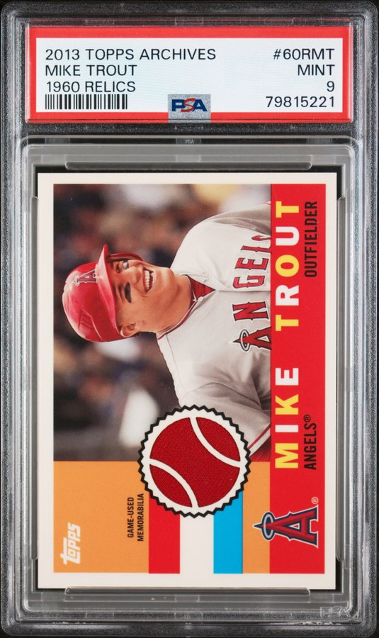 Mike Trout 2013 Topps Archives 1960 Relics LA Angels PSA 9 Game Used #60RMT
