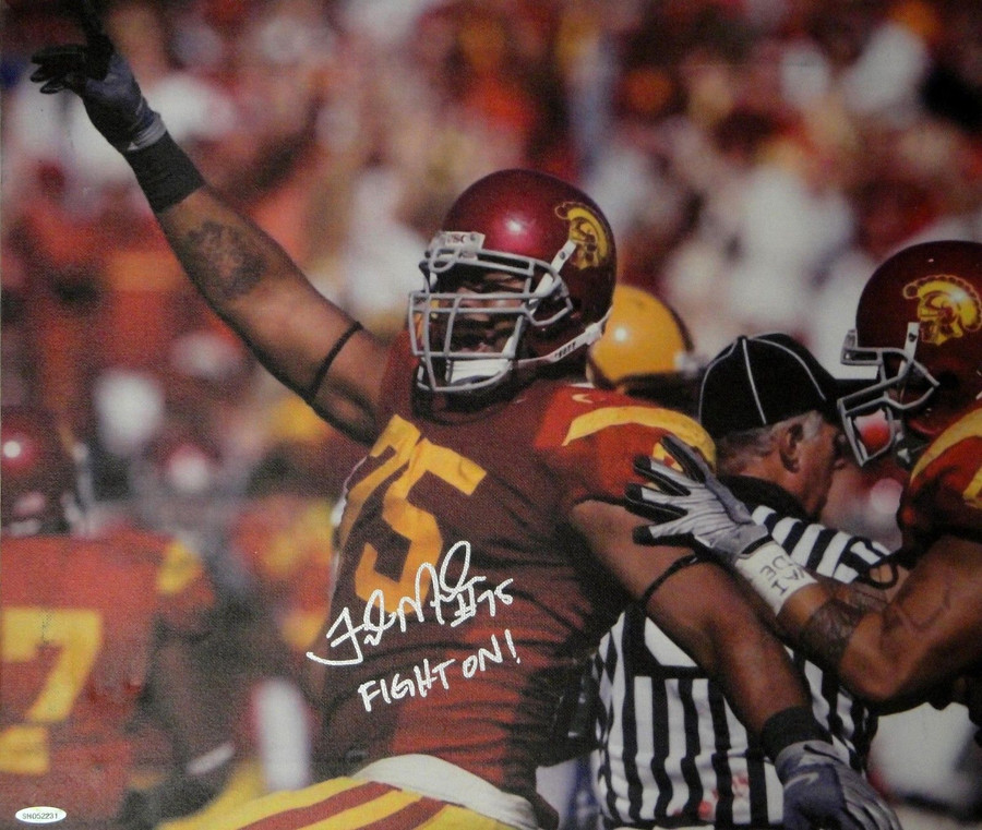 Fili Moala Hand Signed Autographed 17x20 Canvas USC Trojans Fight On! UDA52231