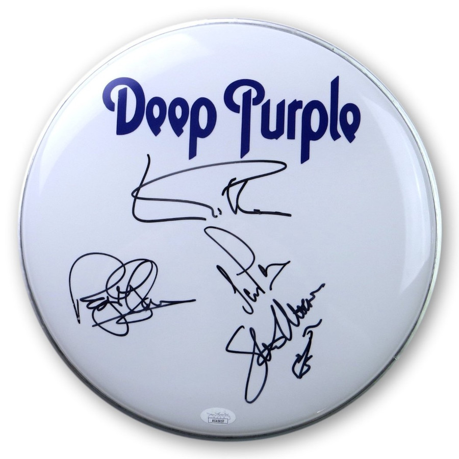 Deep Purple Band Signed Autographed 12" Drumhead 4 Autos JSA AG45057