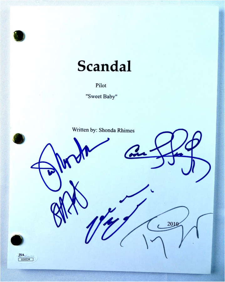 Scandal Cast Multi Signed Autographed TV Script Goldwyn Morton +3 JSA U16534