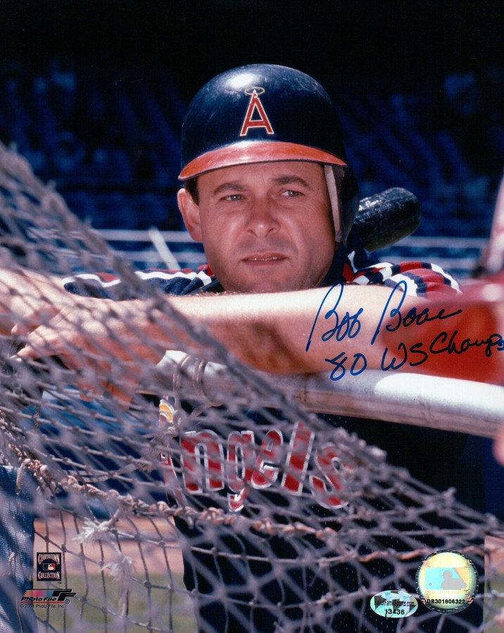 Bob Boone Signed 8X10 Photo Autograph "80 WS Champs" Angels Batting Cage w/COA