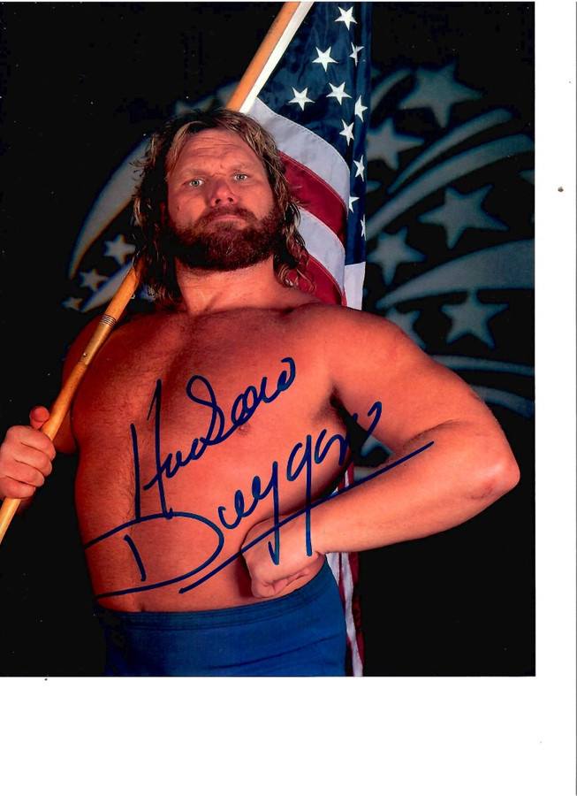 Hacksaw Jim Duggan Signed Autographed 8X10 Photo Holding American Flag W/ COA
