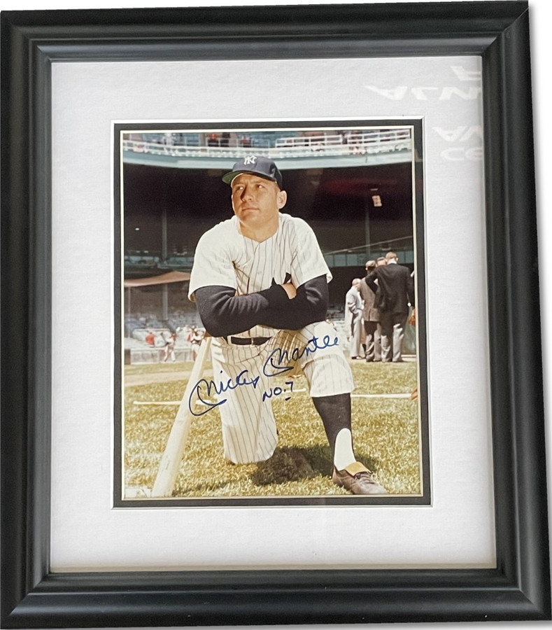 Mickey Mantle Signed Autographed 8x10 Photo Custom Framed New York Yankees JSA
