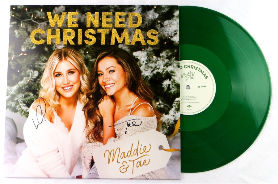 Maddie & Tae Signed Autographed Record Album Cover We Need Christmas BAS