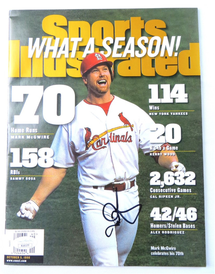 Mark McGwire Autographed Sports Illustrated Magazine 1998 Cardinals JSA AL41177