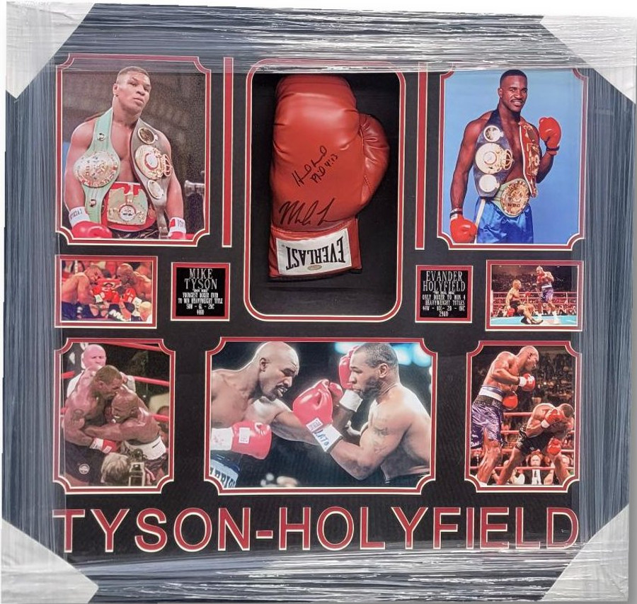 Mike Tyson, Evander Holyfield Signed Glove Custom Framed Collage Steiner W/ COA