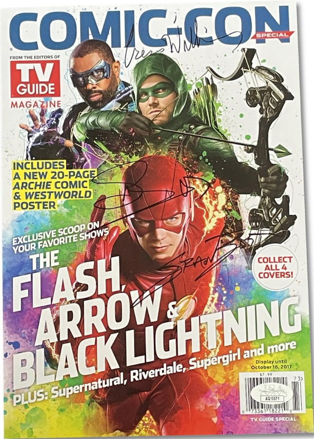 Cress Williams Stephen Amell Grant Gustin Signed Magazine Flash Comic-Con JSA