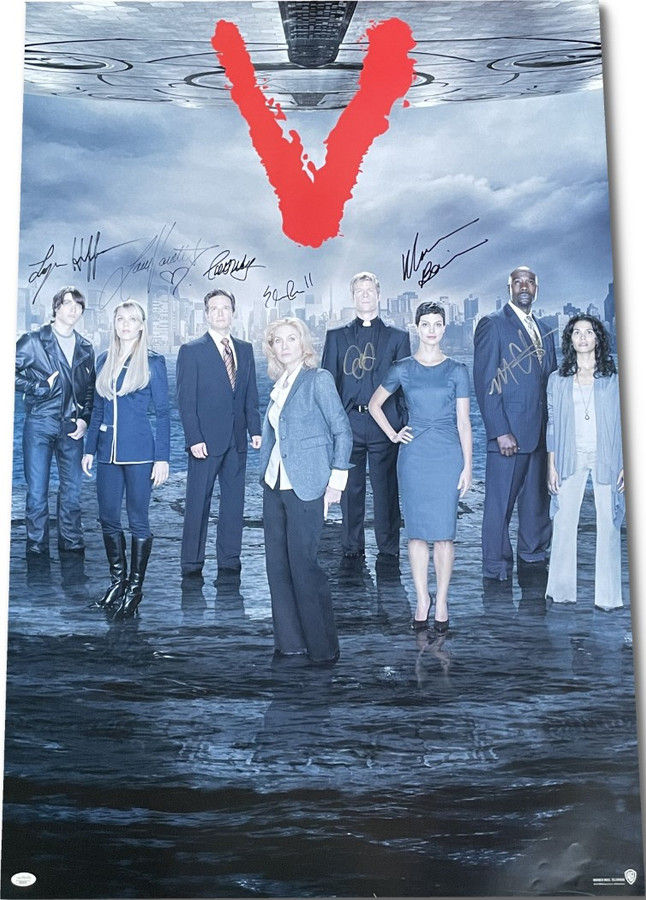 V Cast Signed Autographed 27x40 Original WB Poster Elizabeth Mitchell +6 JSA